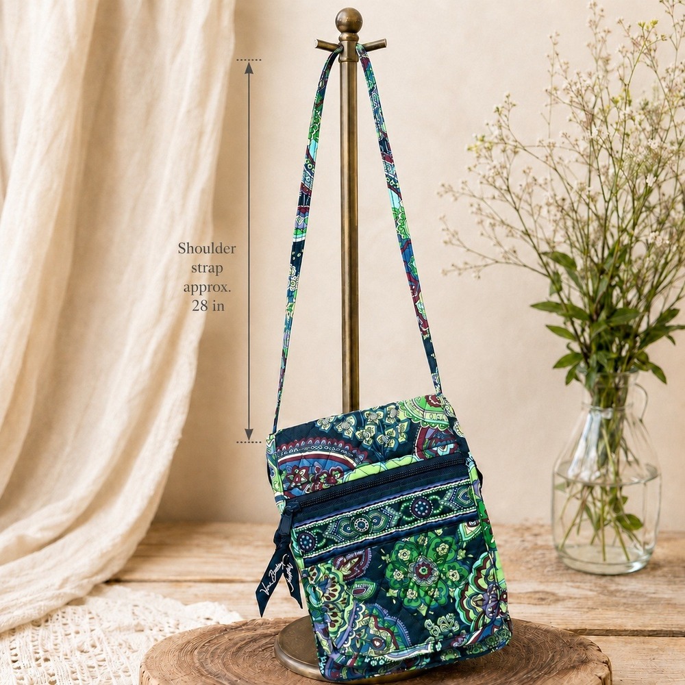 Vera Bradley Mini Hipster Crossbody Bag Women Small Blue Paisley Cotton Quilted